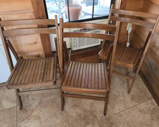 3 Vintage Wooden Folding Chairs