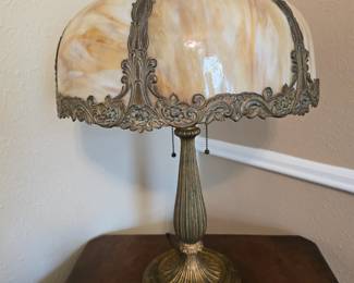 Beautiful Antique Slag Glass Lamp