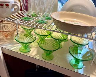 “Glowing” Green Depression Glass