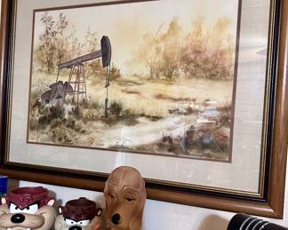 Ruby Lee Watercolor of Pumpjack