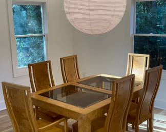 Vintage MCM Thomasville Burl Wood Dinning Room Table & Chairs Set For 6 / 2 Leaves ($895)