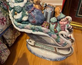 Large Fitz and Floyd Crystal Winter sleigh 
