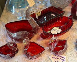 Ruby salt cups, Vintage