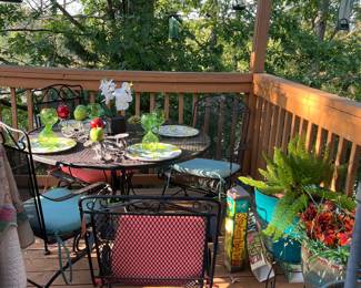 Wrought Iron Table/Chairs, Patio, flowerpots
