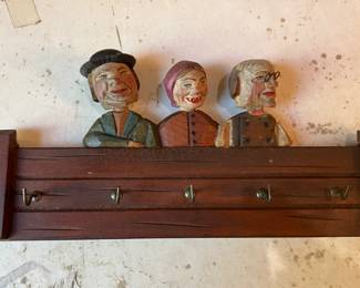 Vintage wooden bobble head characters
