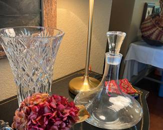Lamps, crystal vase, decanter