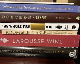 Cookbooks / coffee table books, lots of books