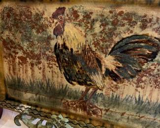 pottery tray with rooster