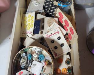 Box Full Of Bottons Some Vintage