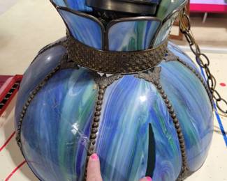 Still A Beautiful Handing Lamp With Flaws That Are Pointed Out Sold As Is It's Larger In Person Then In Picture