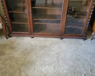 Vintage Triple Floor Glass Doors Bookcase