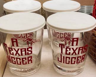 A Texas Jigger Long Horn High Ball Glasses.