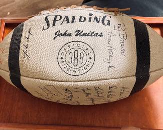 Vintage Spalding 388 John Unitas Football Autographed by Baltimore Colts Players 1960's Team.