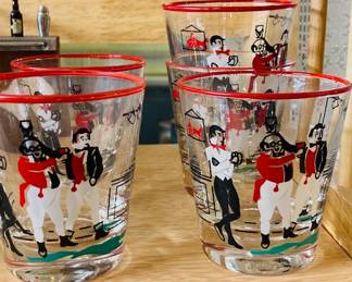 Libbey MCM Pickwick Dickens Men in Tavern Whiskey Glass