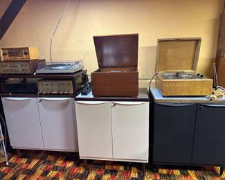 Overview - basement Vintage Audio equipment 
Haworth cabinets w/keys