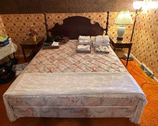 Queen bed, side tables 