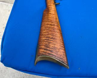Mid 19th Century half stock percussion muzzle loading long rifle signed Samuel Ginger purchased in Kentucky.
