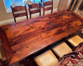 10' long by 4' wide (full board) solid mesquite dining table & 8 chairs