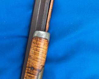 Mid 19th Century half stock percussion muzzle loading long rifle signed Samuel Ginger purchased in Kentucky.