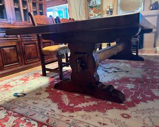 10' long by 4' wide (full board) solid mesquite dining table & 8 chairs