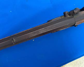 Mid 19th Century half stock percussion muzzle loading long rifle signed Samuel Ginger purchased in Kentucky.