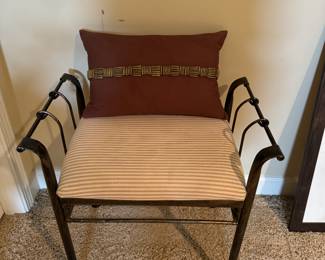 Wrought iron and fabric vanity size chair BUY IT NOW $30