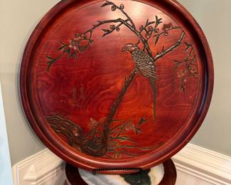 Asian Motif Decorative Serving Tray with Stand BUY IT NOW $30