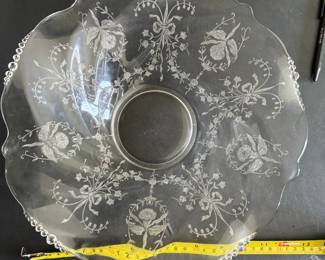 Fostoria  Etched Orchid BOws Ribbons Serving Platter BUY IT NOW $18