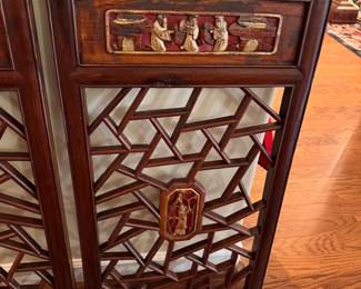 Early 19th Century Authentic Antique A Pair of Chinese Screens Panels/ Window covering 34" x 19" BUY THEM NOW $395 OBO