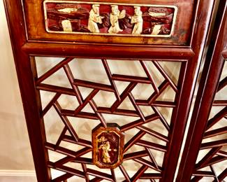 Early 19th Century Authentic Antique A Pair of Chinese Screens Panels/ Window covering 34" x 19" BUY THEM NOW $395 OBO