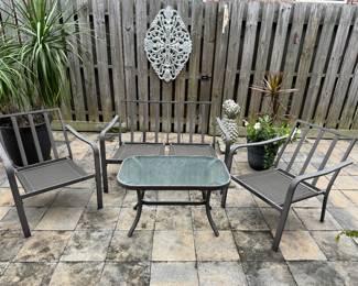 BUY IT NOW 4 Piece patio set includes pillows on next photo 2 chairs, one love seat, 1 table 