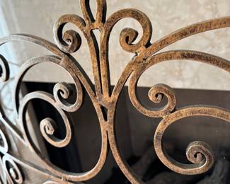 Somerset Manor Scroll Design Fireplace Screen Antique Gold finish with wire mesh protection behind. Total length covered 64"  2 hinges on each side to cut to 40" and 22" Buy it Now $400