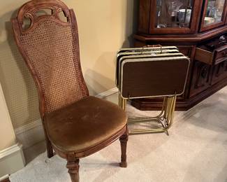 Mid century TV trays and chair (8) to dining table