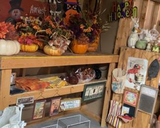 Fall arrangements, Halloween decor, Easter decor, laundry room decor, rugs, shoe racks