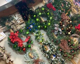 Christmas wreaths and wall hangings