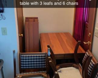 Willets sold Elswick cherry drop leaf dining table with 3 leafs and 6 chairs