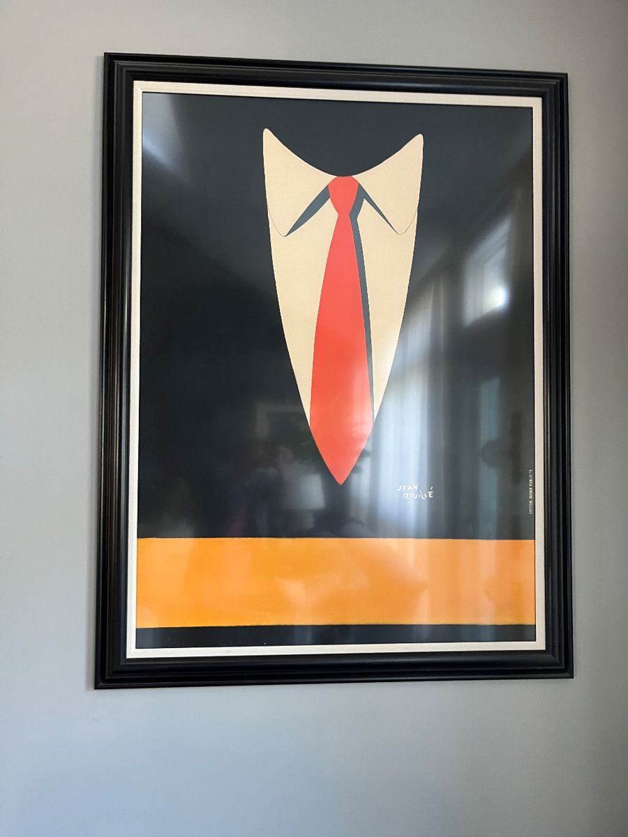 Vintage 1940 poster by Jean Rouille in a custom frame.  Size is 70 x 54 inches.