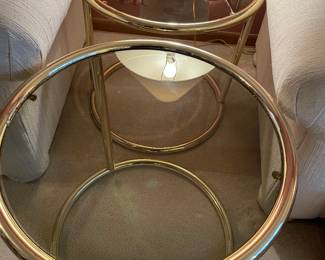 Glass/brass end tables