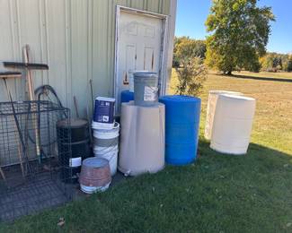 Plastic Barrels and Rain Barrel 