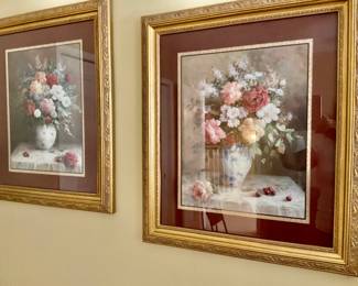 Vintage Framed Flower Pictures by Jack Terry