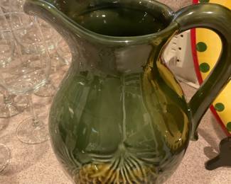 Green Pinecone Glazed Ceramic Pitcher