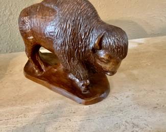 Red Mill Carved Wooden Buffalo
