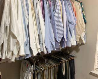 Long sleeve button down shirts , suits and slacks wide variety of men’s clothing