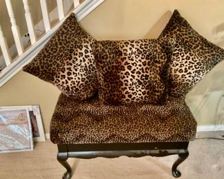 Dramatic animal print bench/throw pillows