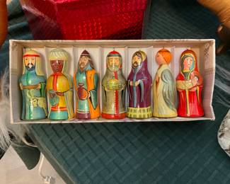 Russian nativity scene wooden ornaments
