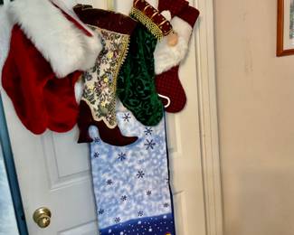 Lots of stockings and stocking holders
