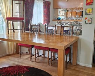 Parson's Dining  Table-7'1" x3'9" Inlay with 4 Chairs- Stunning 