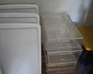 There is more storage containers in basement and in garage- Along with craft rolling drawered carts and metal cabinets