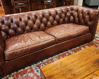 Brown Leather Couch - 85" Length X 35" Depth X 31" Height
