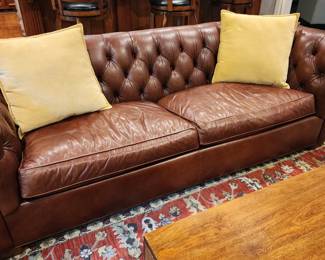Brown Leather Couch - 85" Length X 35" Depth X 31" Height